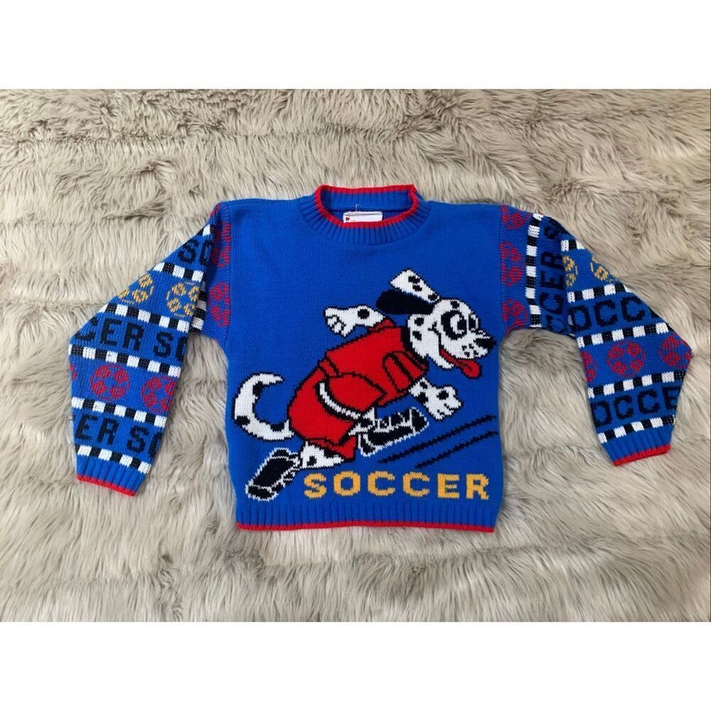 Vintage Childrens Hot Cashews Sweater "soccer" Dog Dalmatian Usa